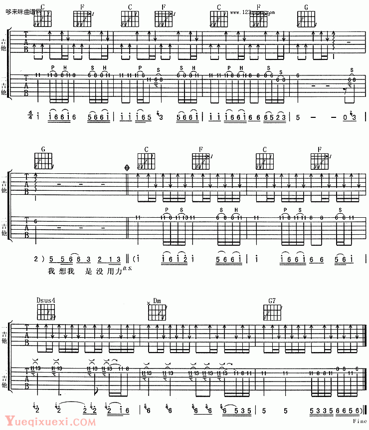 下次如果离开你-阿杜吉他谱