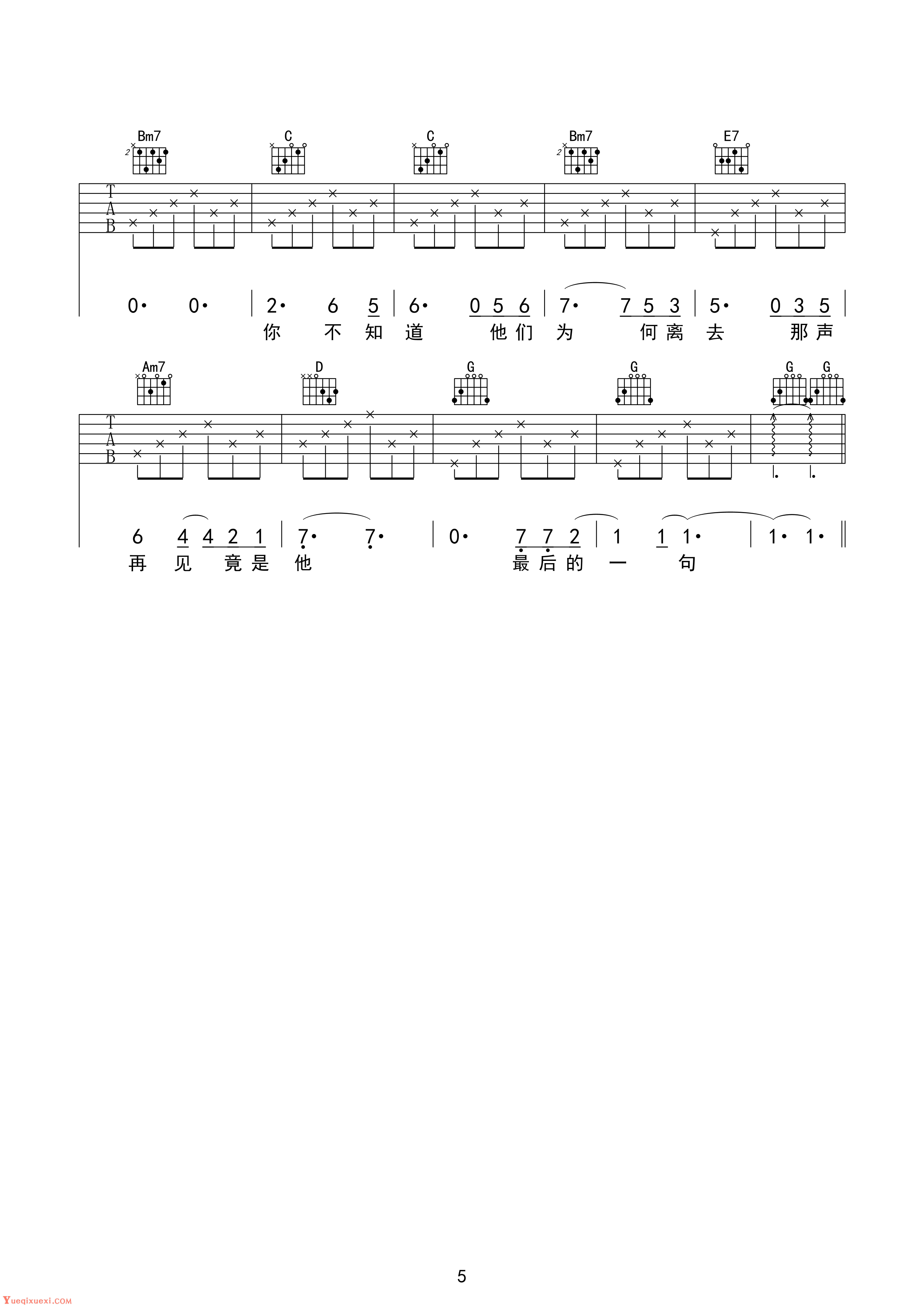 【吉他谱简单版】邓紫棋 后会无期吉他谱 G调简单版