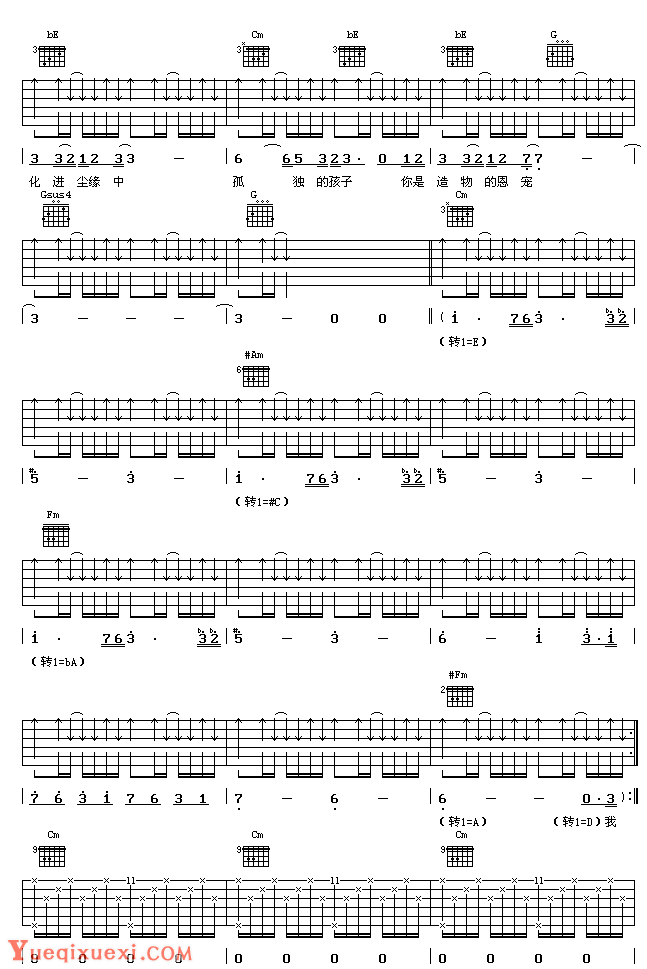 罗大佑-你的样子吉他谱六线谱