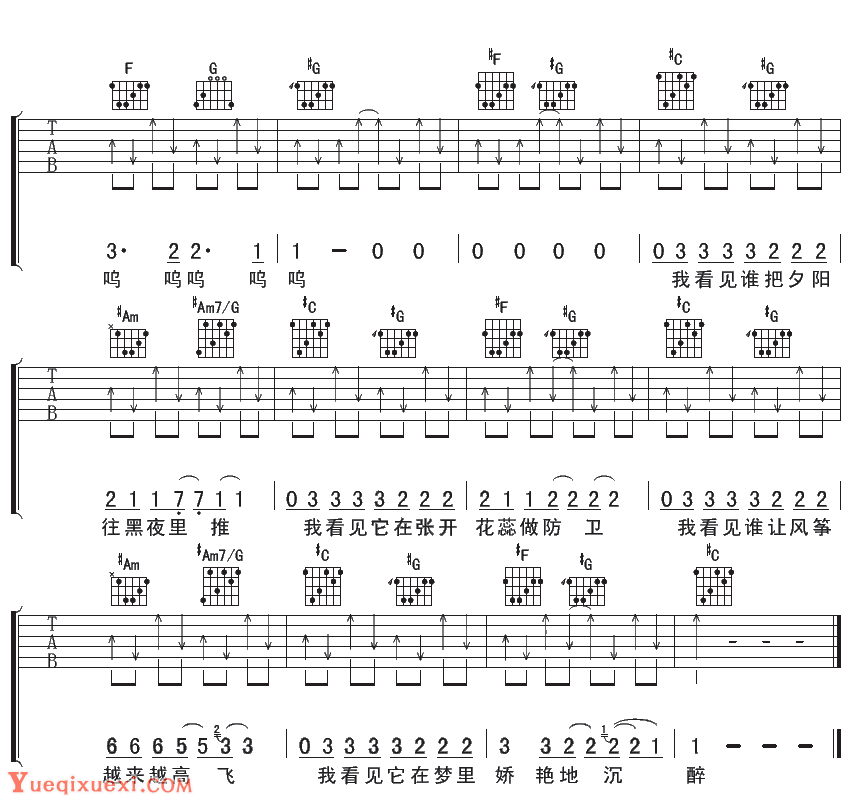 陈楚生《梦中的蔷薇》吉他谱六线谱4