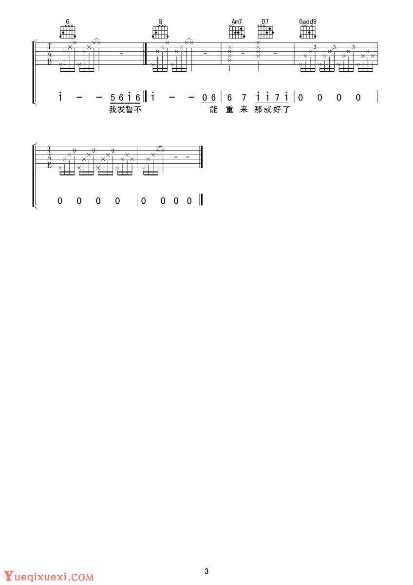 梁静茹《会呼吸的痛》吉他谱G调3