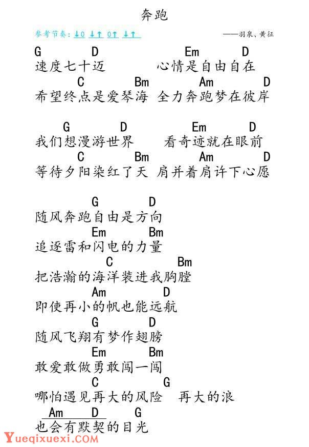 UKULELE谱【奔跑】羽泉