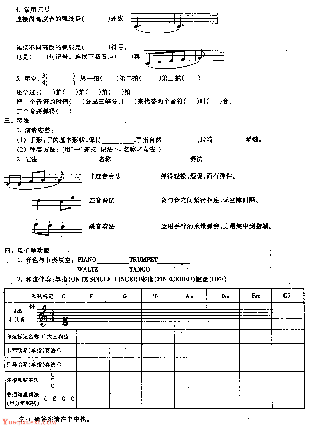 儿童电子琴初级考试题目2