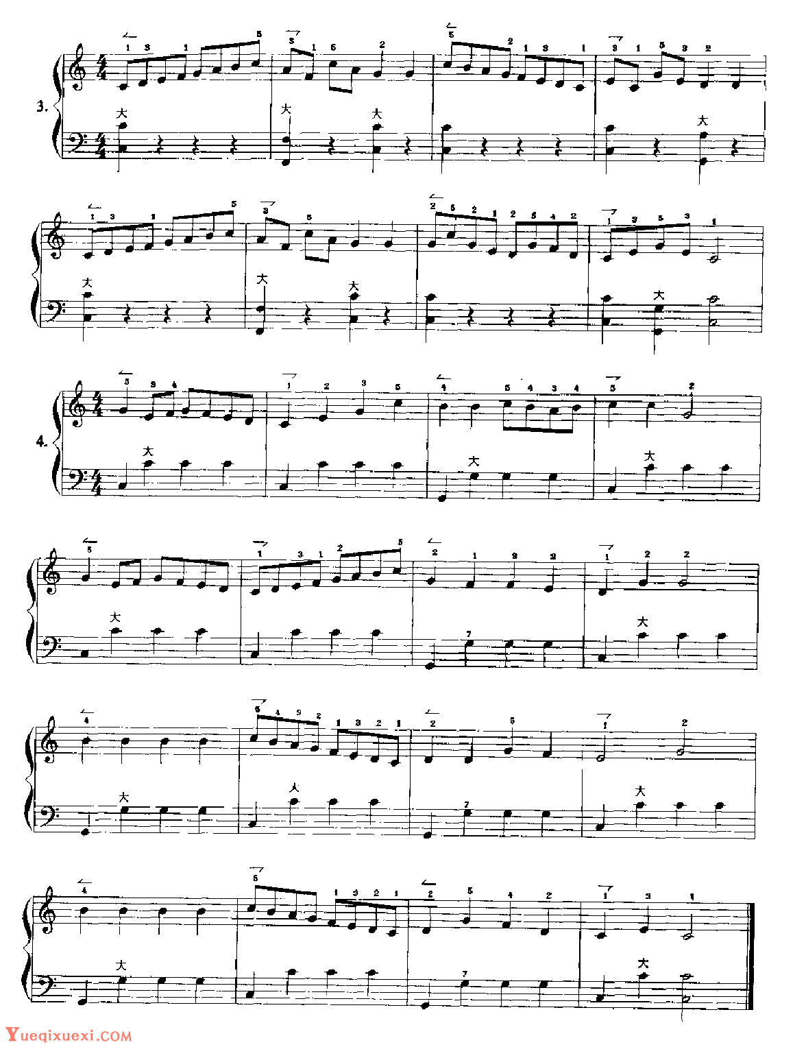 手风琴C大调音阶在键钮上的练习3