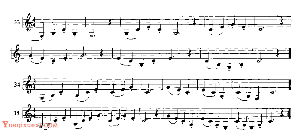 单簧管发音练习《右手与左手小指控制的F、E音键的发音练习》
