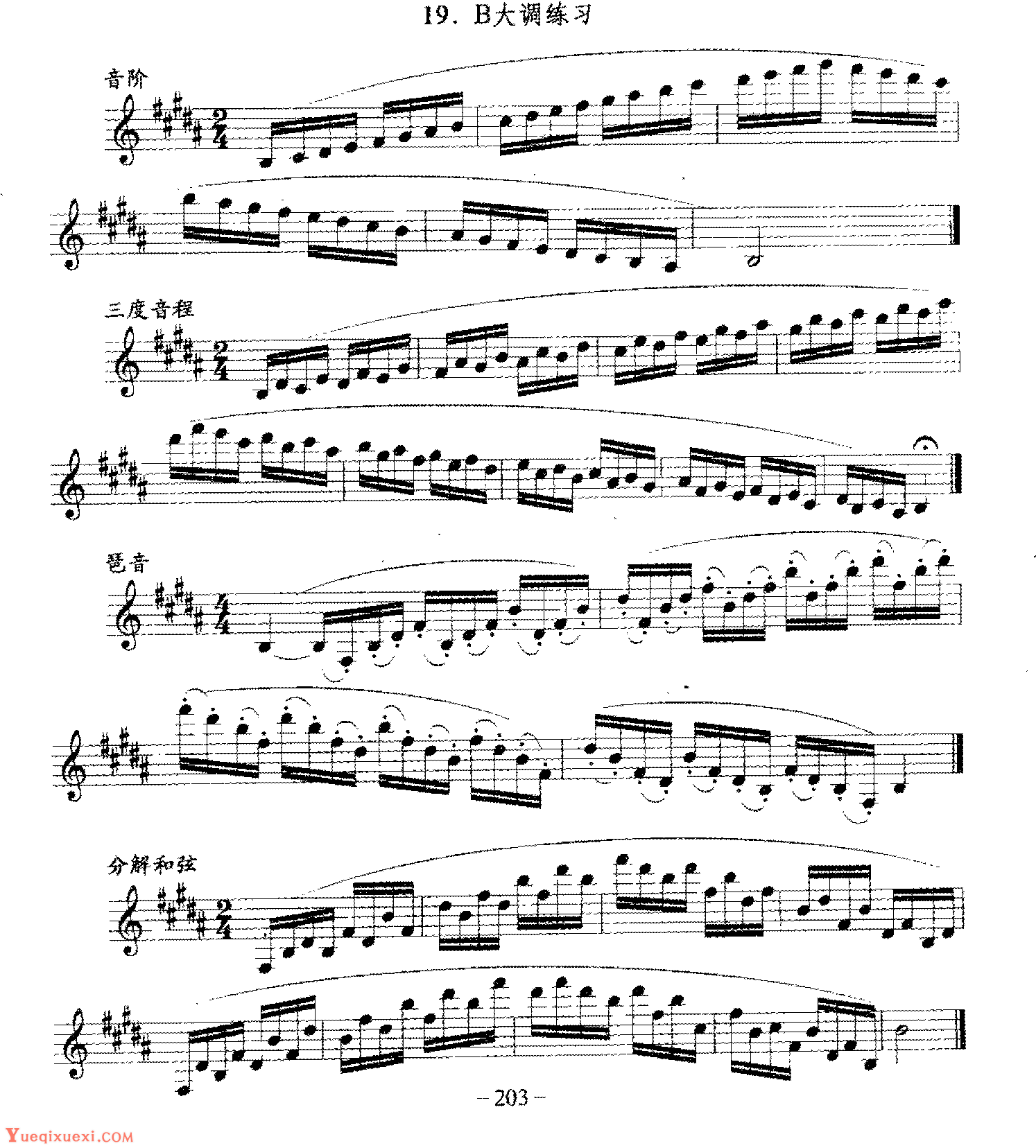 单簧管日常基础技术练习曲《B大调练习》
