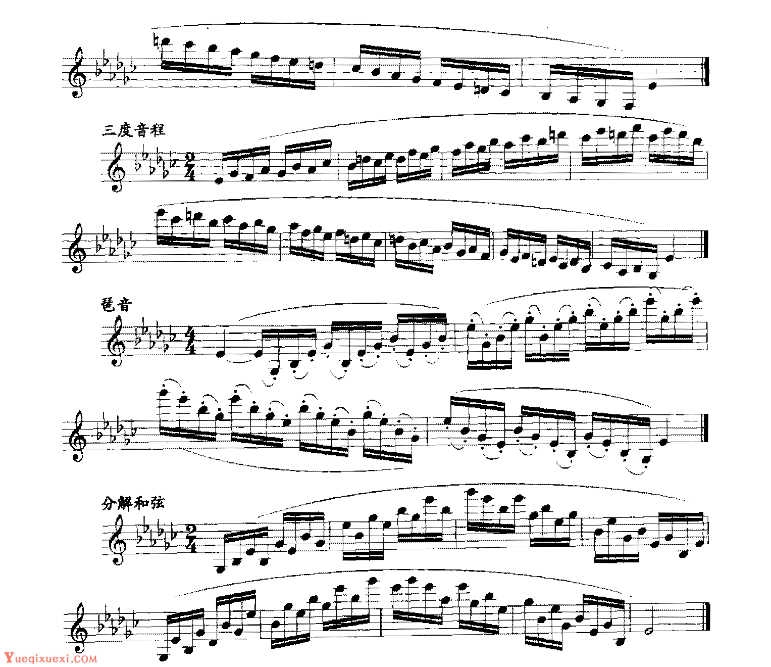 单簧管日常基础技术练习曲《降e和声小调练习》