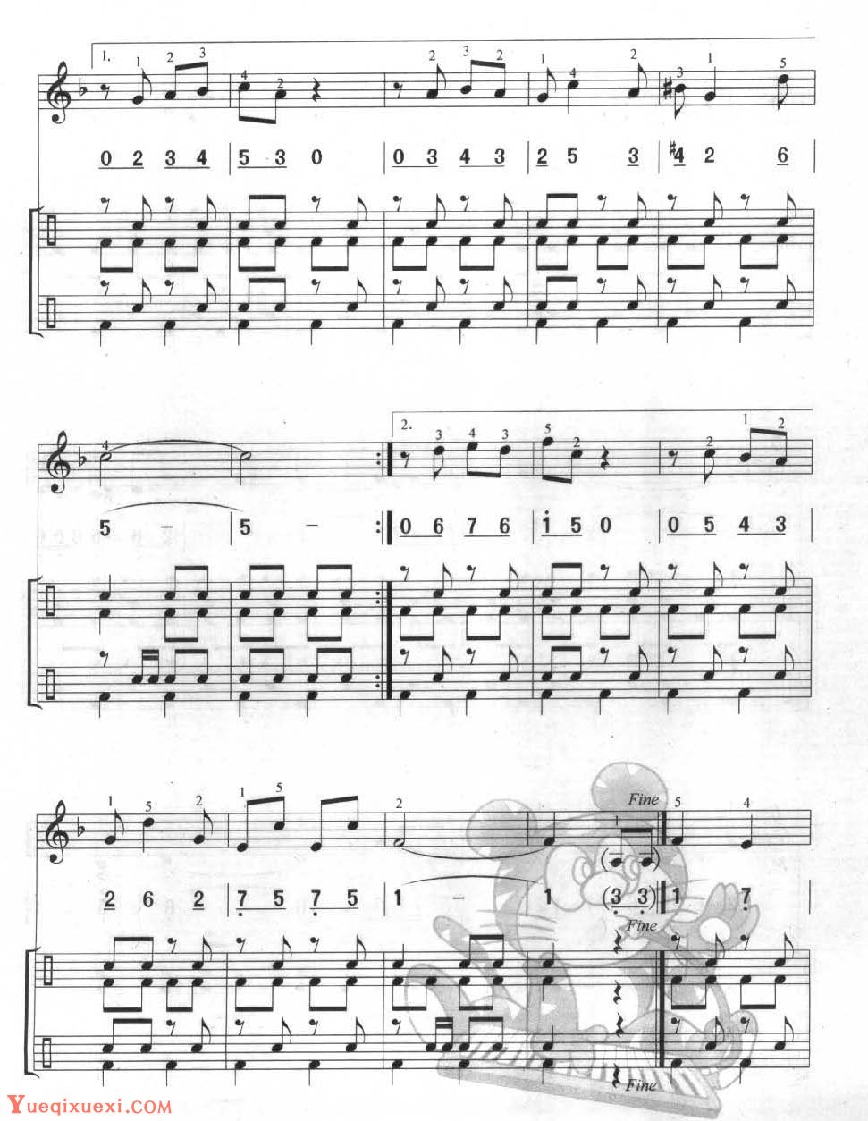 多声部口风琴乐曲【波基上校进行曲（总）】加入打击乐的练习