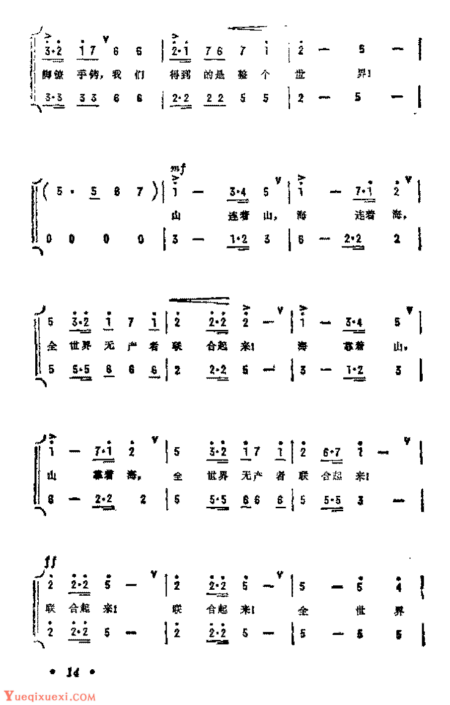 历史歌曲简谱《全世界无产者联合起来》