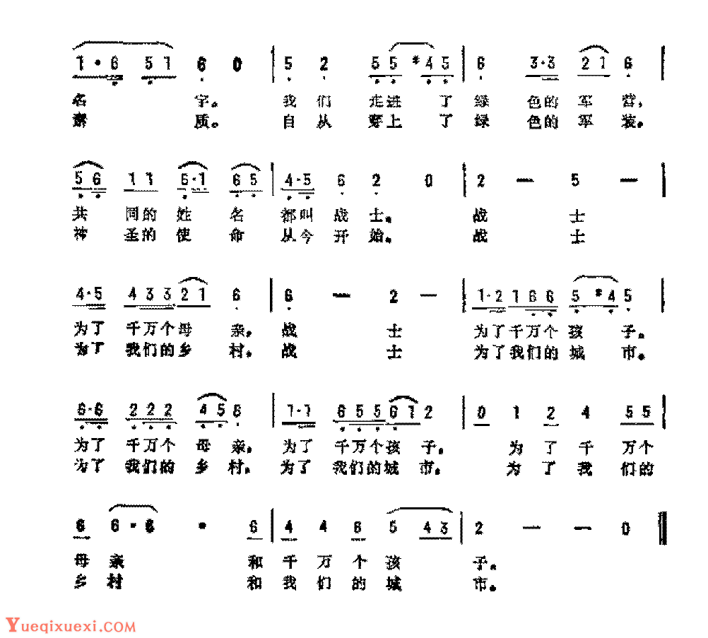 历史歌曲简谱《战士进行曲》