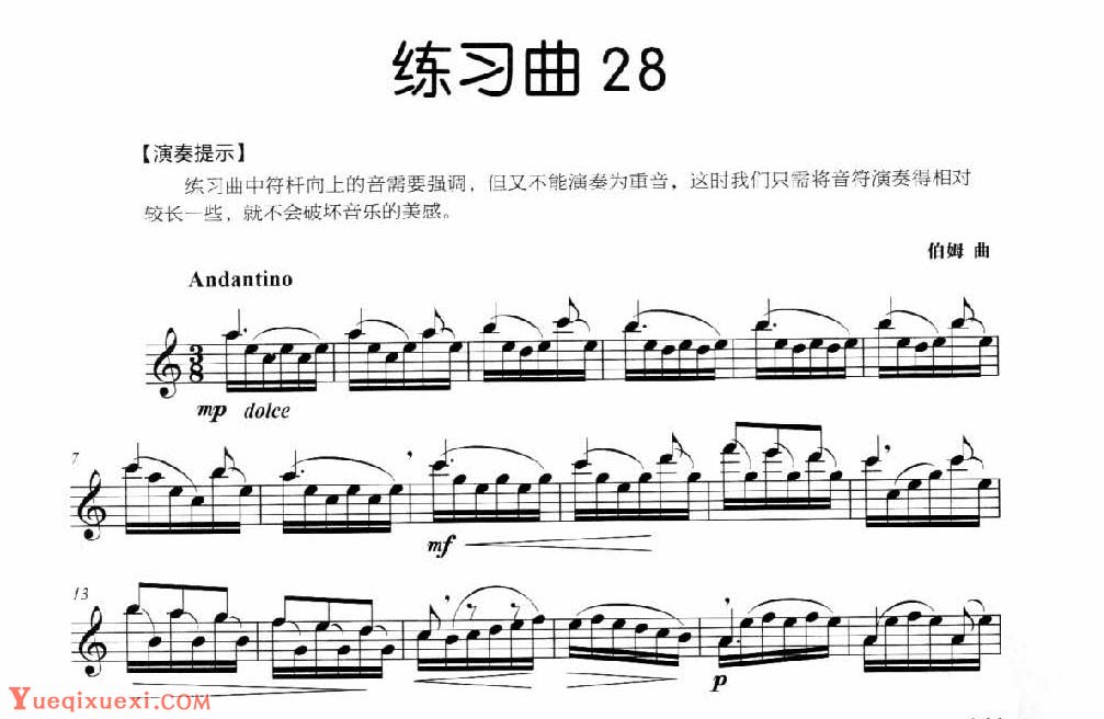 长笛独奏练习曲28《伯姆 曲》