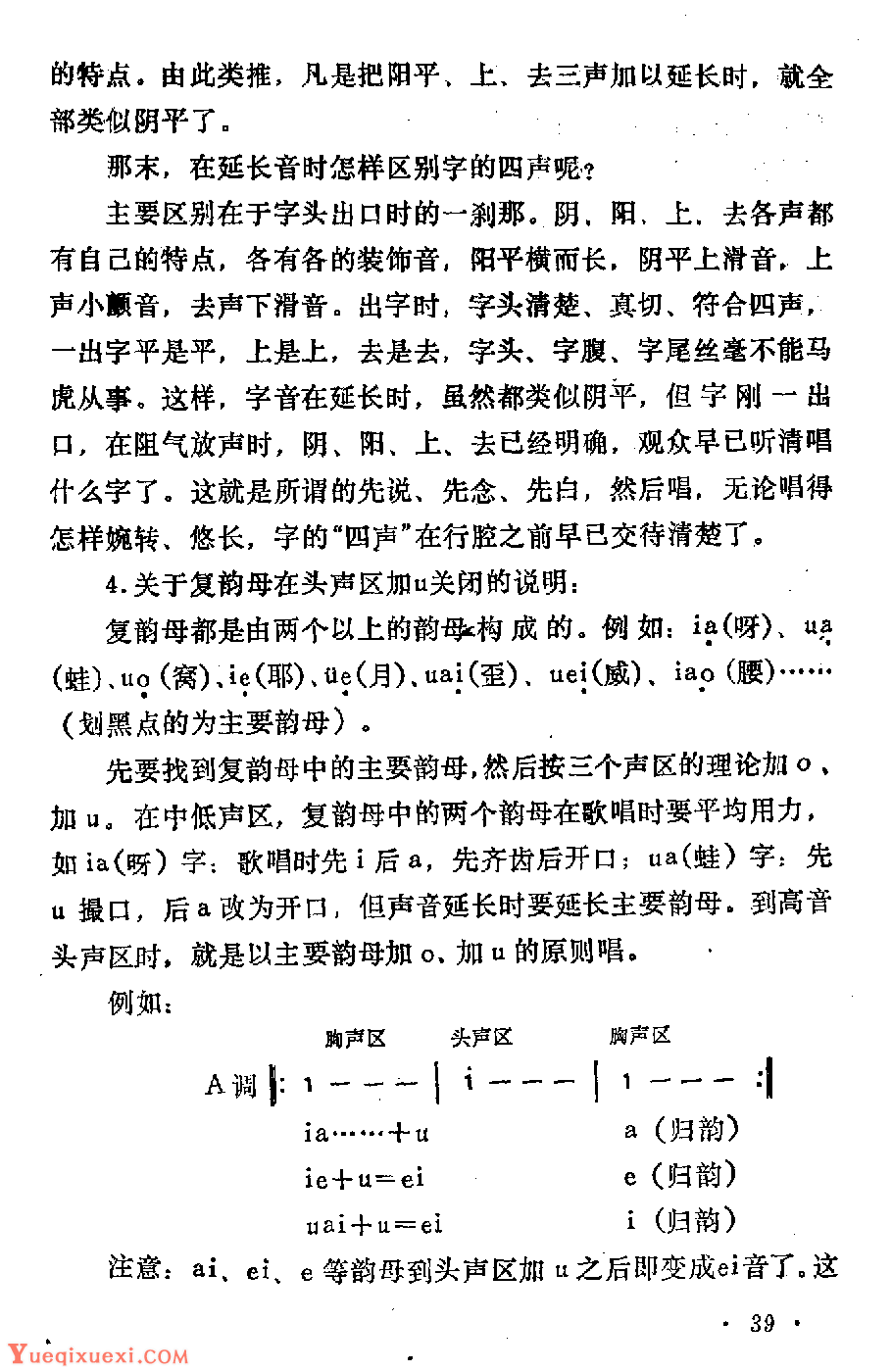 声乐教学笔记《喉头向下挡气吐字发音法》