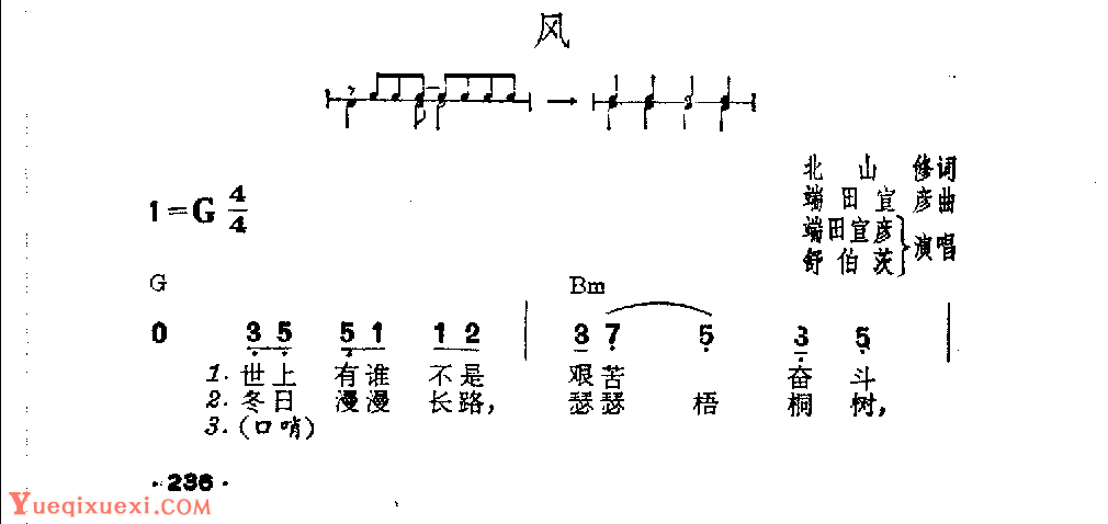 吉他伴奏日本流行歌曲《风》北山修词　端田宣彦曲