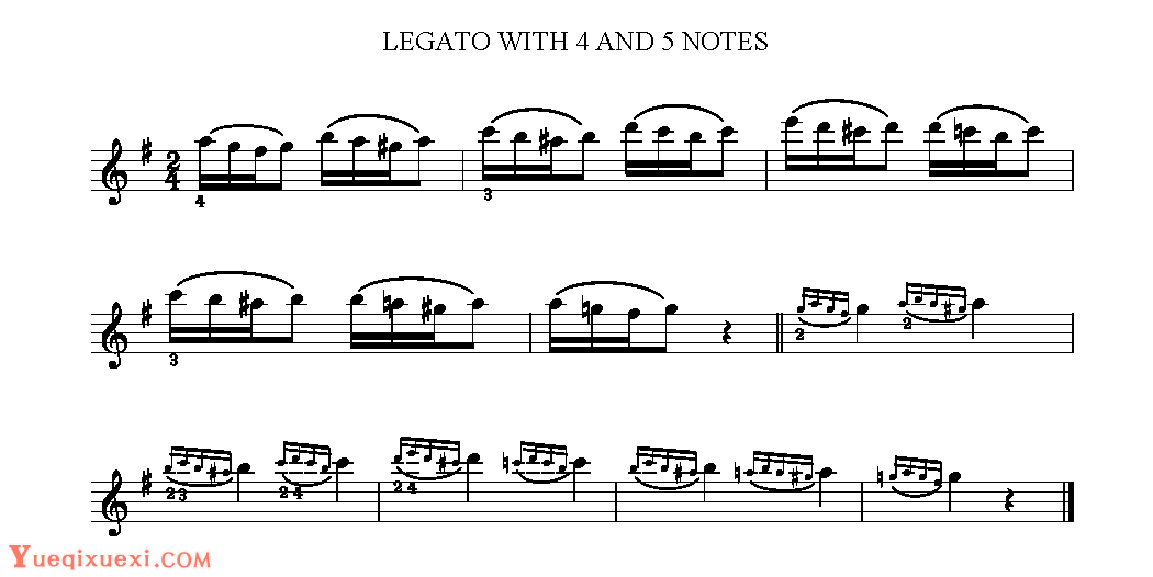 阿瓜多吉他练习曲《Legato with 4 and 5 notes》五线谱