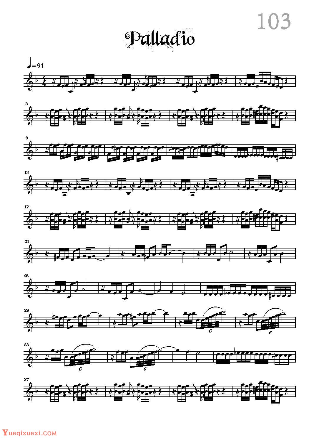 小提琴独奏乐曲谱《Palladio/Music》戴维嘉雷特
