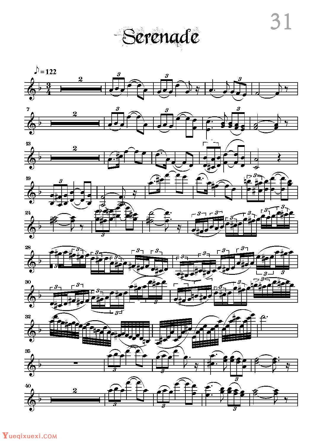 小提琴独奏乐曲谱《Serenade/Classic Romance》戴维嘉雷特
