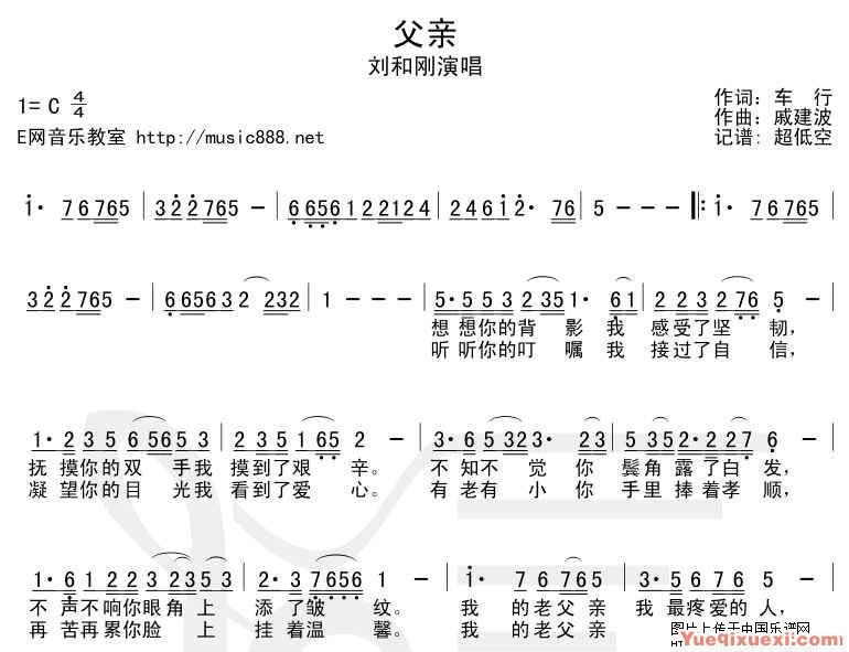 父亲（车行词 戚建波曲）简谱1