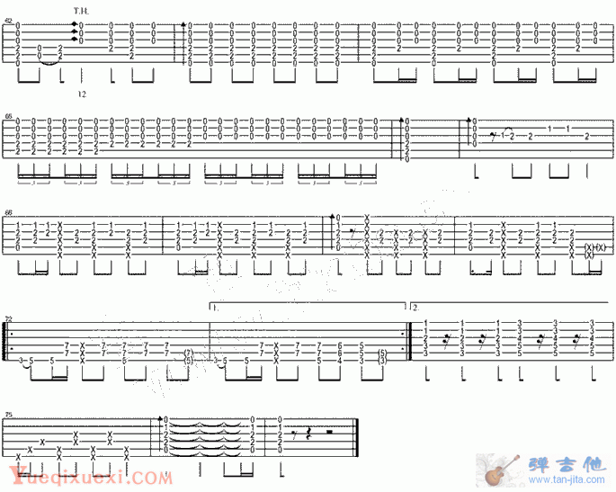 吉他六线谱《Gangnam style》指弹版吉他谱