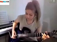 美女电吉他演奏英文歌曲《lost paradise》超级给力演奏视频欣赏